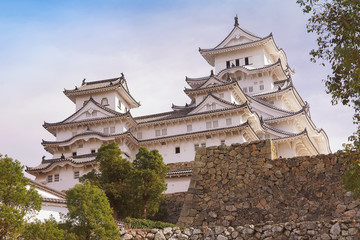 Himeji Castle in Kansai Area. One of the most famous and beautiful old castles in Japan.