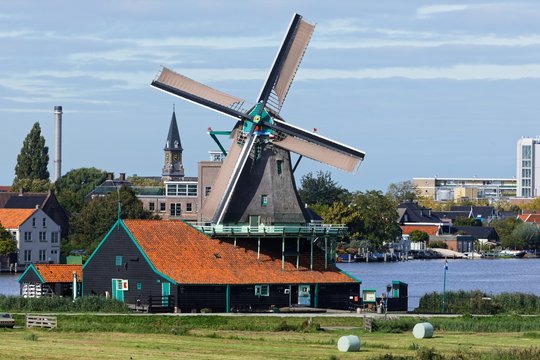 Dutch windmills in Netherlands closeup footage