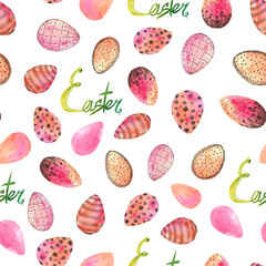 Seamless Easter pattern with eggs. Happy Easter pattern. Eggs background. Background with doodle eggs. Spring backdrop