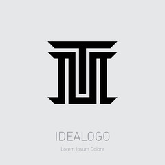 MT - design element or icon. M and T - initials, logo. TM - monogram template or logotype. Vector illustration.