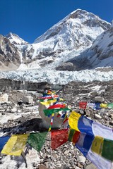 Mount Everest base camp prayer flags Nepal Himalayas