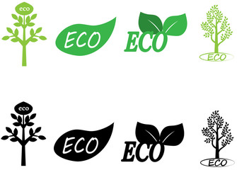 eco icons colored and black and white