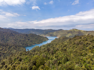 Fototapeta na wymiar A beautiful drone photo of a lake in the jungle