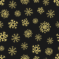 Seamless background of hand drawn snowflakes