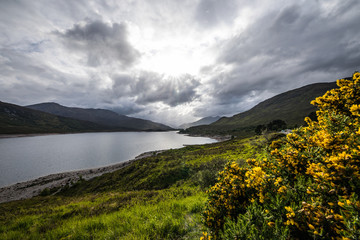 Naklejka na ściany i meble Beautiful scenic landscape of Scotland nature.