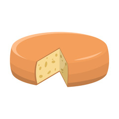 Fresh yellow cheese head with piece missing vector illustration