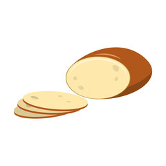 Yellow smoked cheese roll with cut slices vector illustration