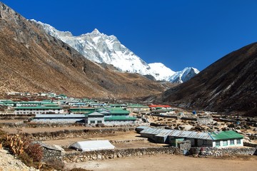 Dingboche village and mount Lhotse