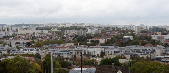 Panoramic view of the city of Cachan, a suburb of Paris
