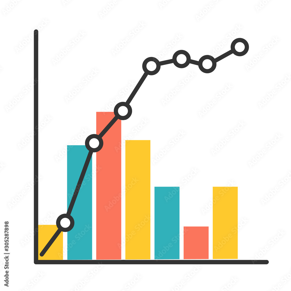 Poster pareto curve color icon. information chart and graph. 80-20 rule visualization. social wealth distri