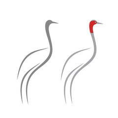 Crane logo. Isolated crane on white background. Bird