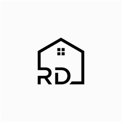 letter RD with Line House Real Estate Logo. home initial R D concept. Construction logo template, Home and Real Estate icon. Housing Complex Simple Vector Logo Template. - vector