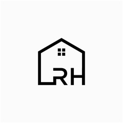 letter RH with Line House Real Estate Logo. home initial R H  concept. Construction logo template, Home and Real Estate icon. Housing Complex Simple Vector Logo Template. - vector