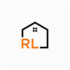 letter RL with Line House Real Estate Logo. home initial R L  concept. Construction logo template, Home and Real Estate icon. Housing Complex Simple Vector Logo Template. - vector