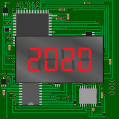 the numbers on the electronic dial indicate 2020