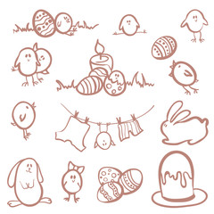 Set of funny Easter characters