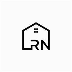 letter RN with Line House Real Estate Logo. home initial R N concept. Construction logo template, Home and Real Estate icon. Housing Complex Simple Vector Logo Template. - vector