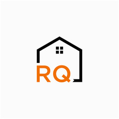 letter RQ with Line House Real Estate Logo. home initial R Q  concept. Construction logo template, Home and Real Estate icon. Housing Complex Simple Vector Logo Template. - vector