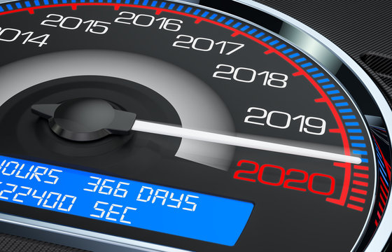 Speedometer 2020 New Year concept, 3D rendering