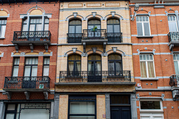 Typical Belgium houses, walking Etterbeek district in Brussels on January 3, 2019. 