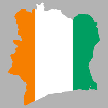 Cote d'Ivoire map flag vector