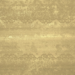 Weathered gold background with lace edging - obrazy, fototapety, plakaty
