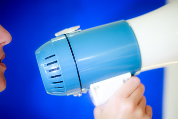 Woman holding megaphone