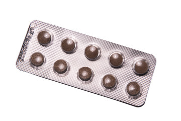 pills in blister pack isolated on white