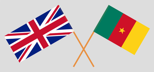 Crossed flags of Cameroon and the UK