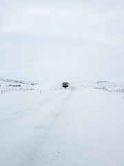 Icelandic road with lots of snow 