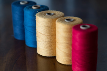 Yarn on a wood background