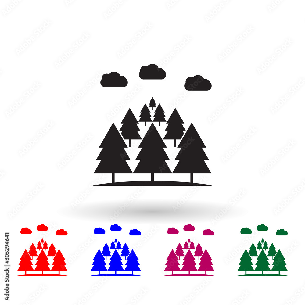 Poster forest multi color icon. simple glyph, flat vector of landscape icons for ui and ux, website or mobi