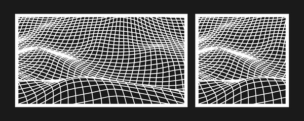 Laser cutting template for decorative panel. Abstract landscape mesh pattern. Vector illustration.