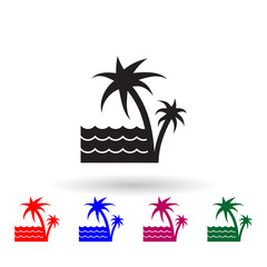 Obraz premium Palms and the sea multi color icon. Simple glyph, flat vector of landscape icons for ui and ux, website or mobile application