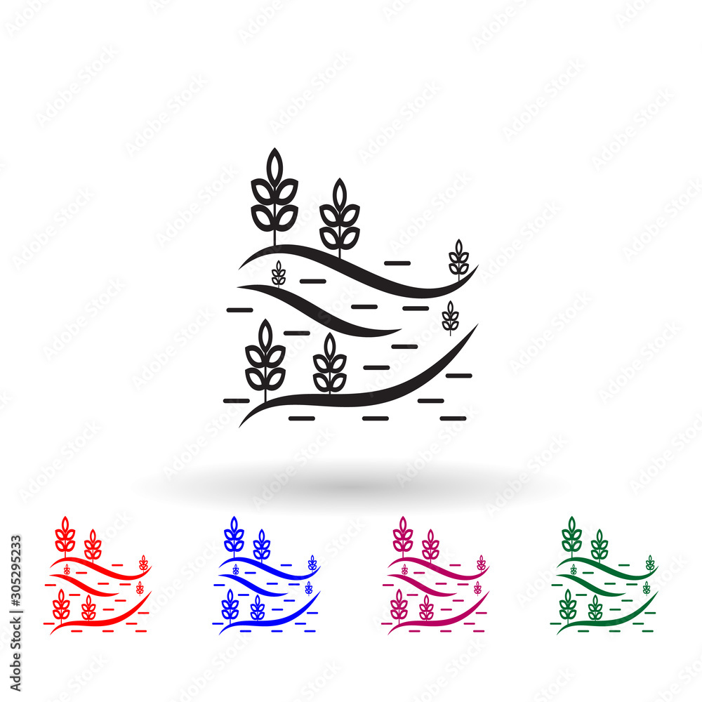 Poster wheat field multi color icon. simple glyph, flat vector of landscape icons for ui and ux, website or
