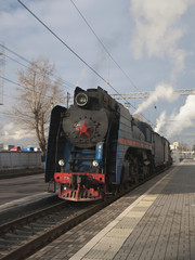 Naklejka premium old Soviet locomotive
