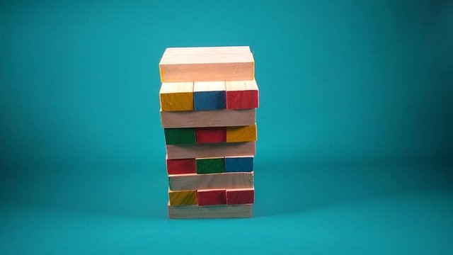 Stop motion animation of a Jenga board game