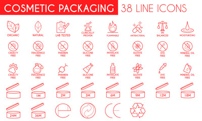 Cosmetic Packaging Line Icon Set
