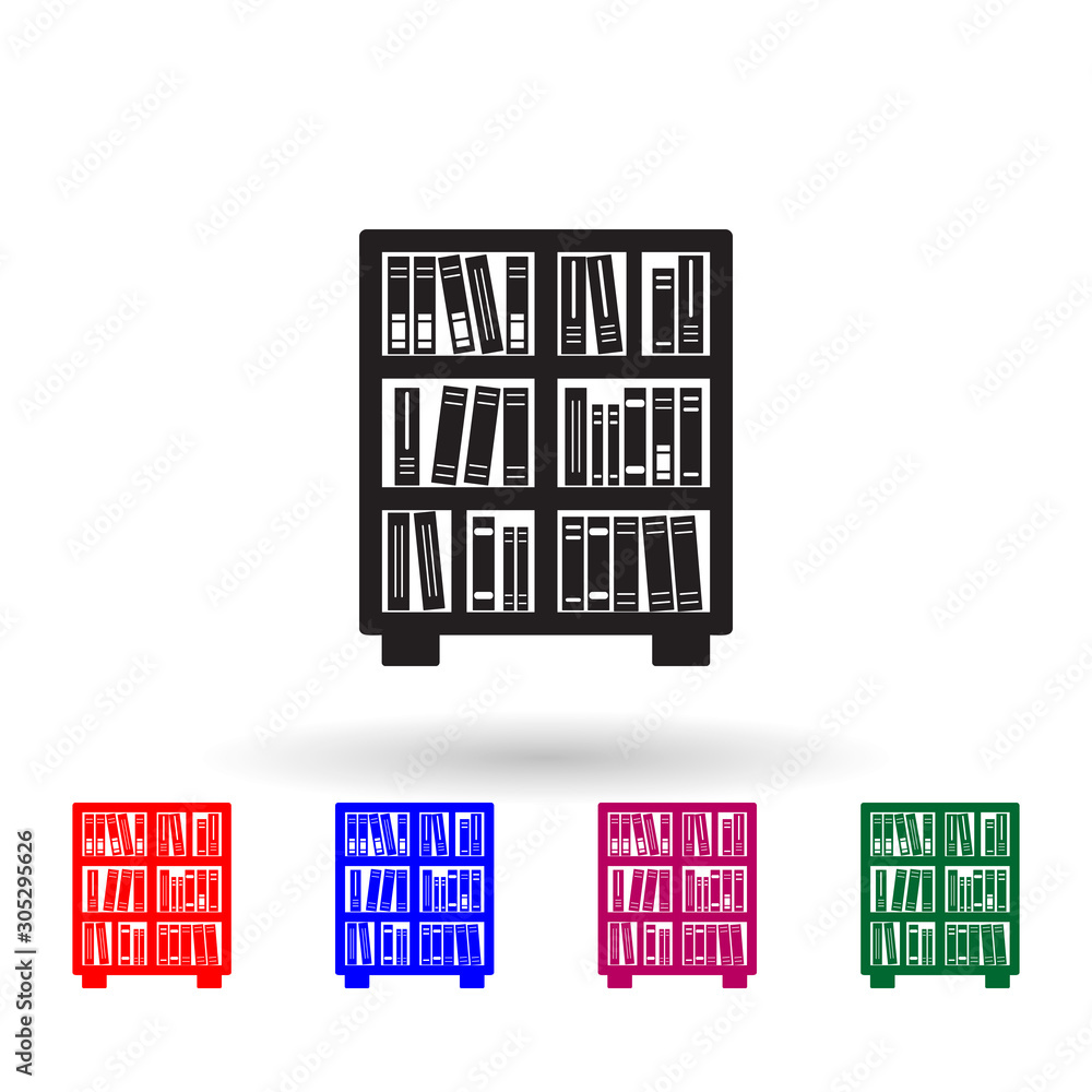 Poster bookcase multi color icon. simple glyph, flat vector of library icons for ui and ux, website or mobi