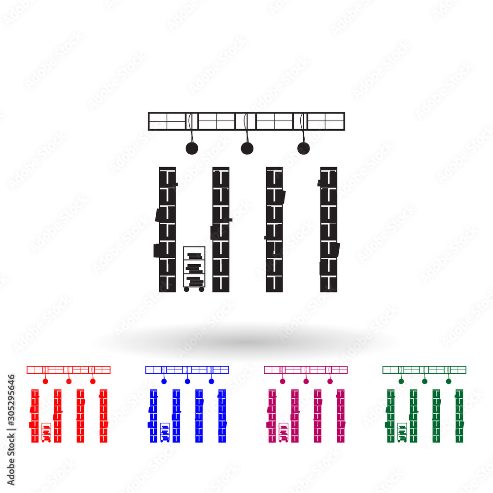 Poster bookshelves in the library multi color icon. simple glyph, flat vector of library icons for ui and u