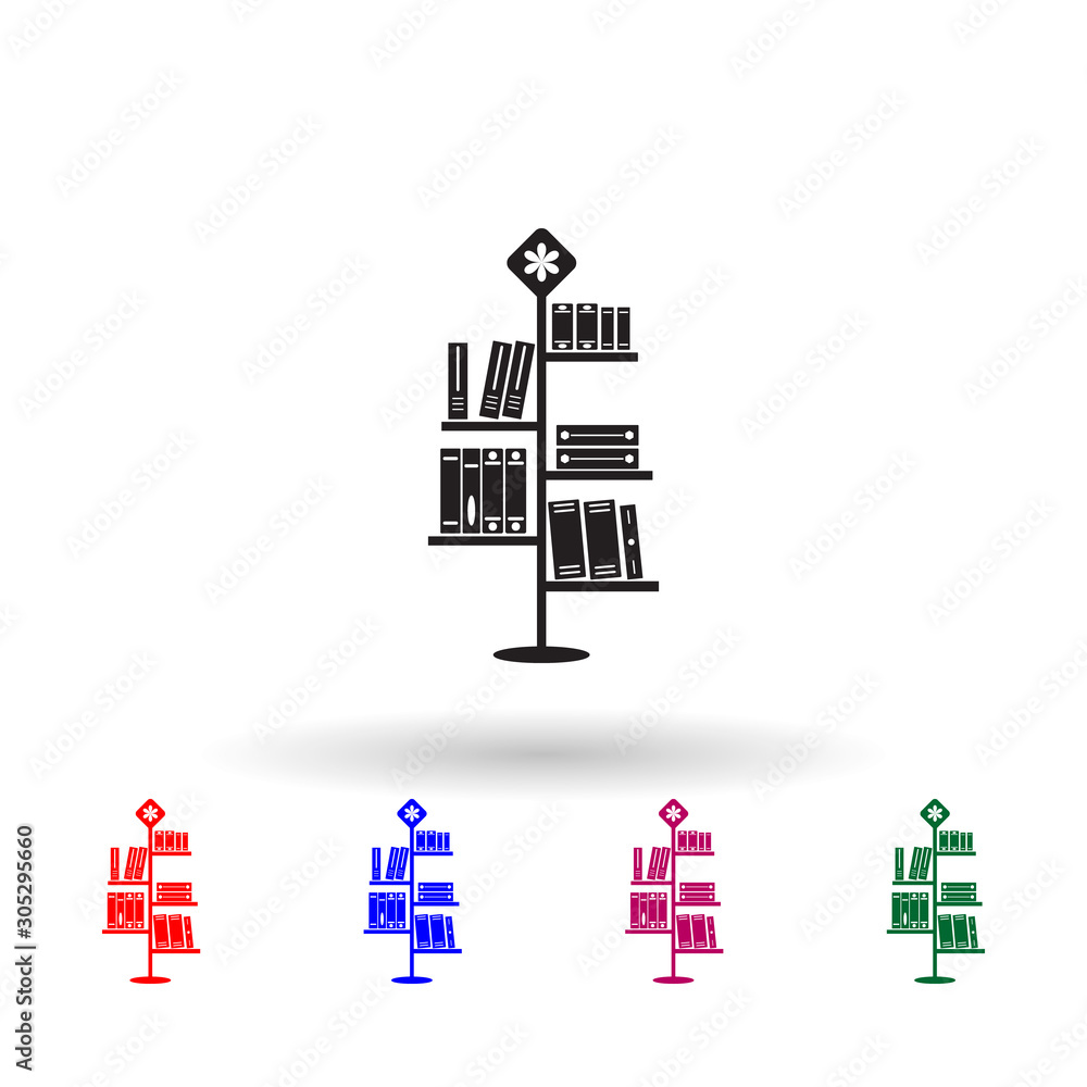 Poster bookshelf multi color icon. simple glyph, flat vector of library icons for ui and ux, website or mob