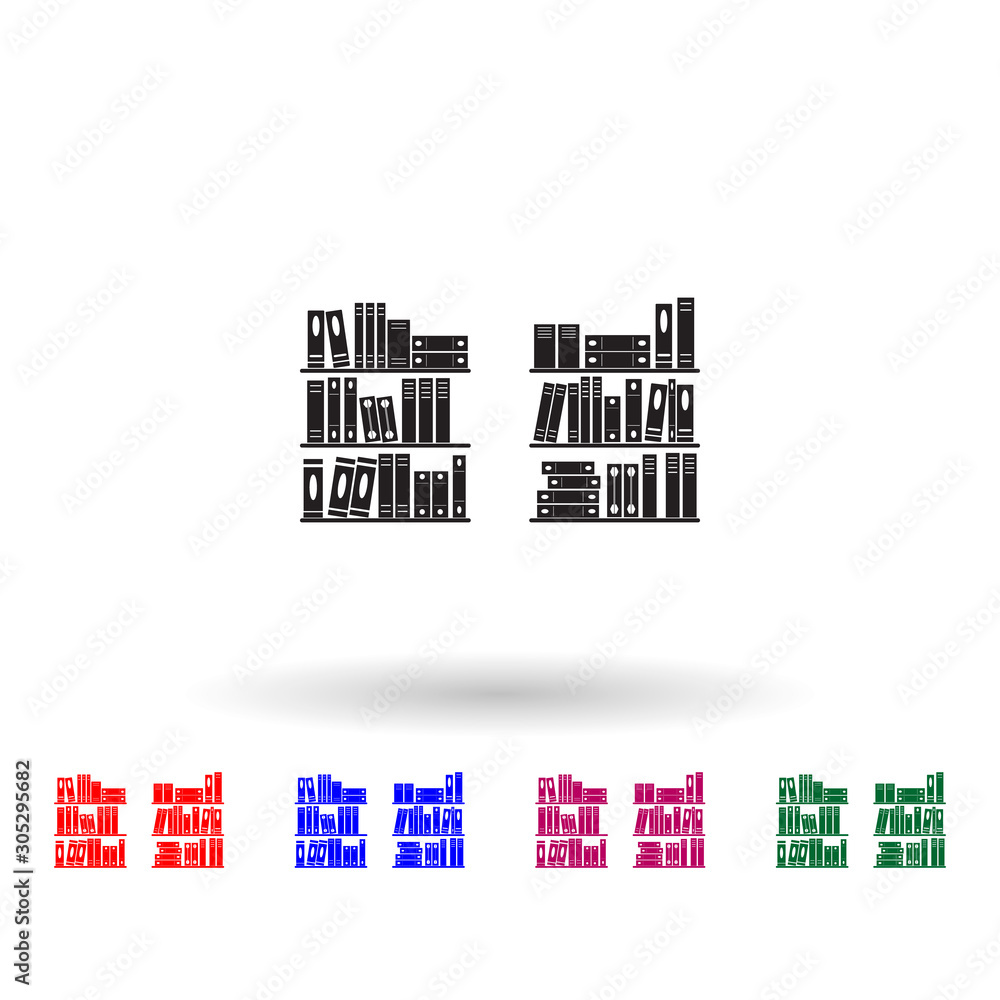 Poster bookshelves in the library multi color icon. simple glyph, flat vector of library icons for ui and u