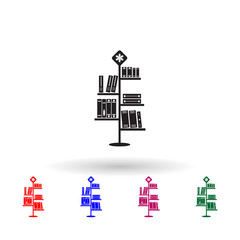 Fototapeta premium Bookshelf multi color icon. Simple glyph, flat vector of library icons for ui and ux, website or mobile application