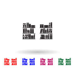 Bookshelves in the library multi color icon. Simple glyph, flat vector of library icons for ui and ux, website or mobile application
