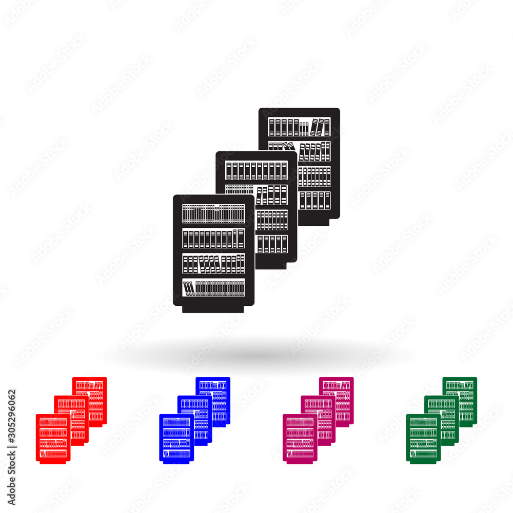Poster bookshelves in the library multi color icon. simple glyph, flat vector of library icons for ui and u