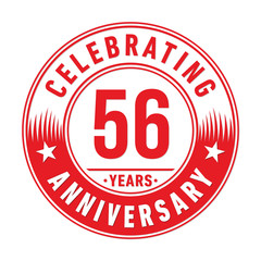 56 years anniversary celebration logo template. Fifty-six years vector and illustration.
