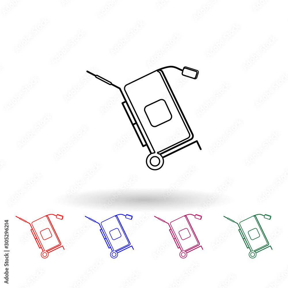 Poster suitcase on a cart multi color icon. simple thin line, outline vector of logistic icons for ui and u