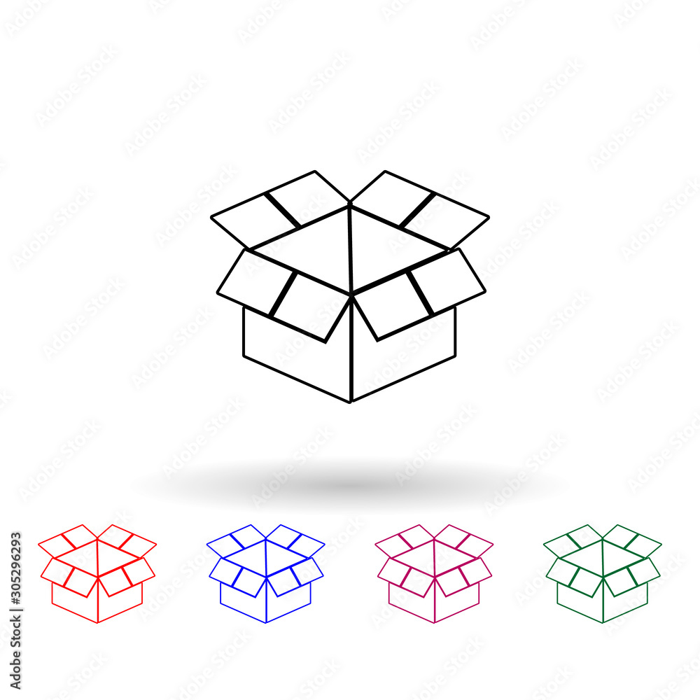 Poster open box multi color icon. simple thin line, outline vector of logistic icons for ui and ux, website