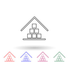 Warehouse with packing box multi color icon. Simple thin line, outline vector of logistic icons for ui and ux, website or mobile application