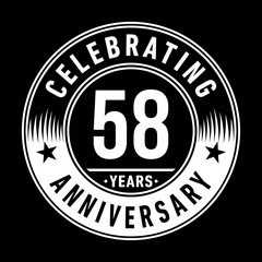 58 years anniversary celebration logo template. Fifty-eight years vector and illustration.